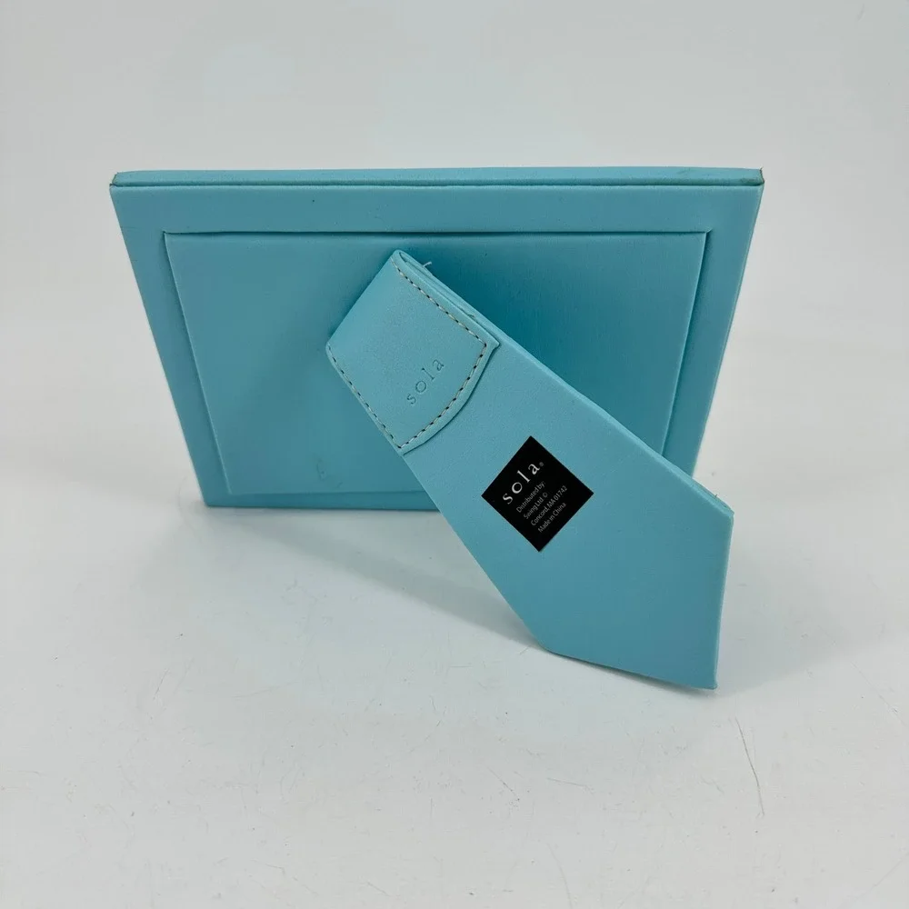 Sola Turquoise Blue Leather Family Picture Frame with White Border Stitched